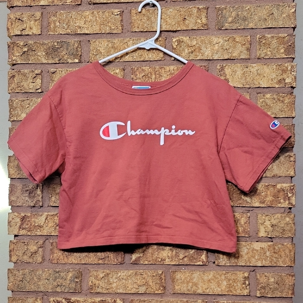 Champion Small Cropped Cotton Logo Tee Rust Size Small